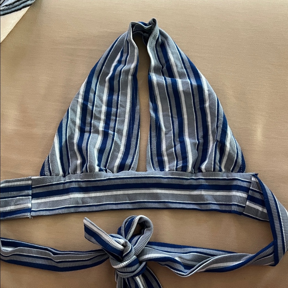 SHEIN Blue and White Striped Halter Top
